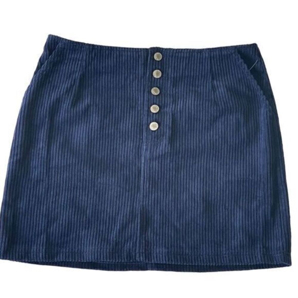 Hurley Sample Piece Blue‎ Corduroy Button Fly Mini Skirt Size Small